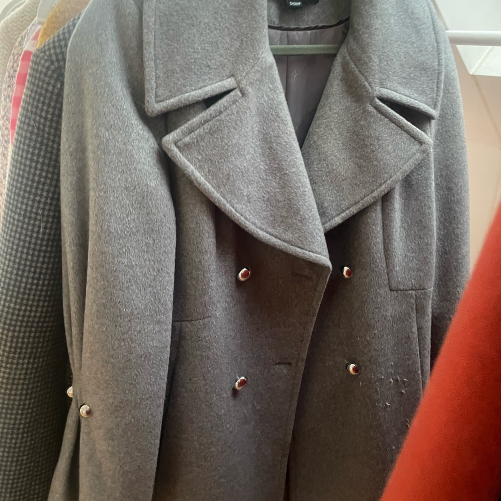 Elegant Gray Double-Breasted Coat Karl